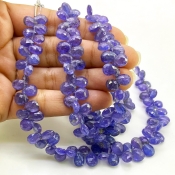 Tanzanite 7.5-9.5mm Briolette Pear Shape A Grade Gemstone Beads Strand - Total 1 Strand of 8 Inch.