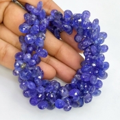 Tanzanite 7.5-9.5mm Briolette Pear Shape A Grade Gemstone Beads Strand - Total 1 Strand of 8 Inch.