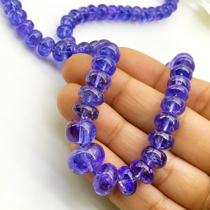 Tanzanite 7-13mm Smooth Rondelle Shape AA+ Grade Gemstone Beads Strand - Total 1 Strand of 16 Inch.