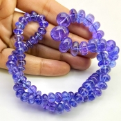 Tanzanite 7-13mm Smooth Rondelle Shape AA+ Grade Gemstone Beads Strand - Total 1 Strand of 16 Inch.