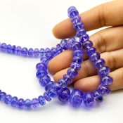 Tanzanite 7-13mm Smooth Rondelle Shape AA+ Grade Gemstone Beads Strand - Total 1 Strand of 16 Inch.
