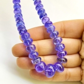 Tanzanite 7-13mm Smooth Rondelle Shape AA+ Grade Gemstone Beads Strand - Total 1 Strand of 16 Inch.