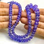 Tanzanite 7-13mm Smooth Rondelle Shape AA+ Grade Gemstone Beads Strand - Total 1 Strand of 16 Inch.