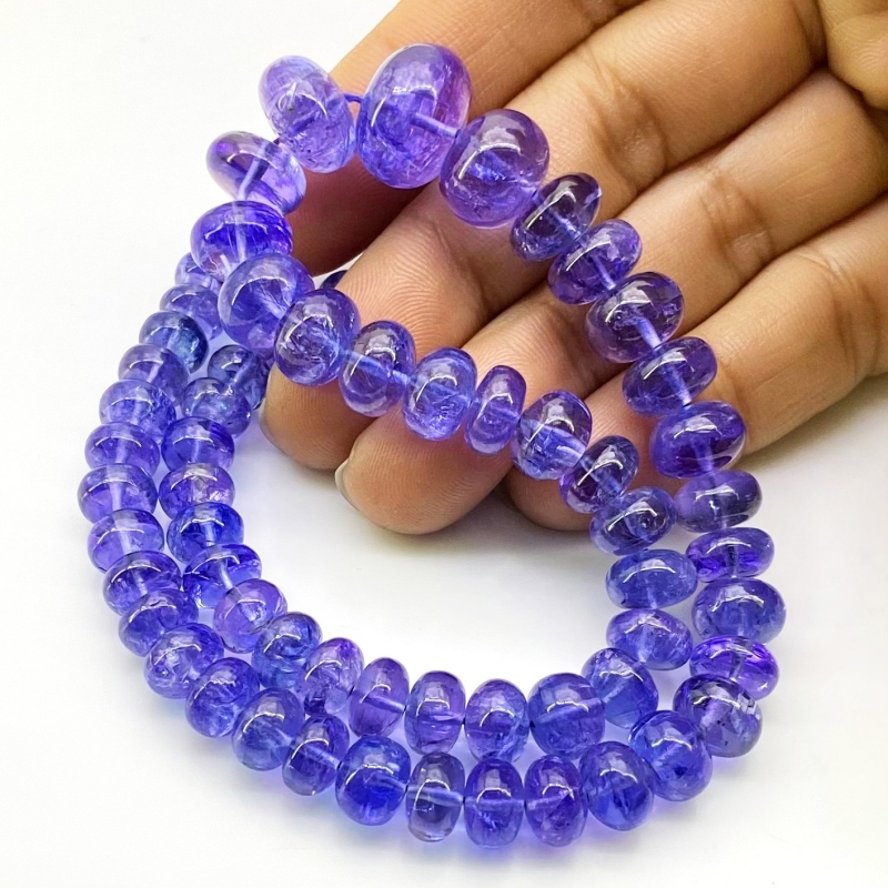 Tanzanite 7-13mm Smooth Rondelle Shape AA+ Grade Gemstone Beads Strand - Total 1 Strand of 16 Inch.