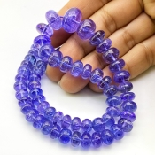 Tanzanite 7-13mm Smooth Rondelle Shape AA+ Grade Gemstone Beads Strand - Total 1 Strand of 16 Inch.