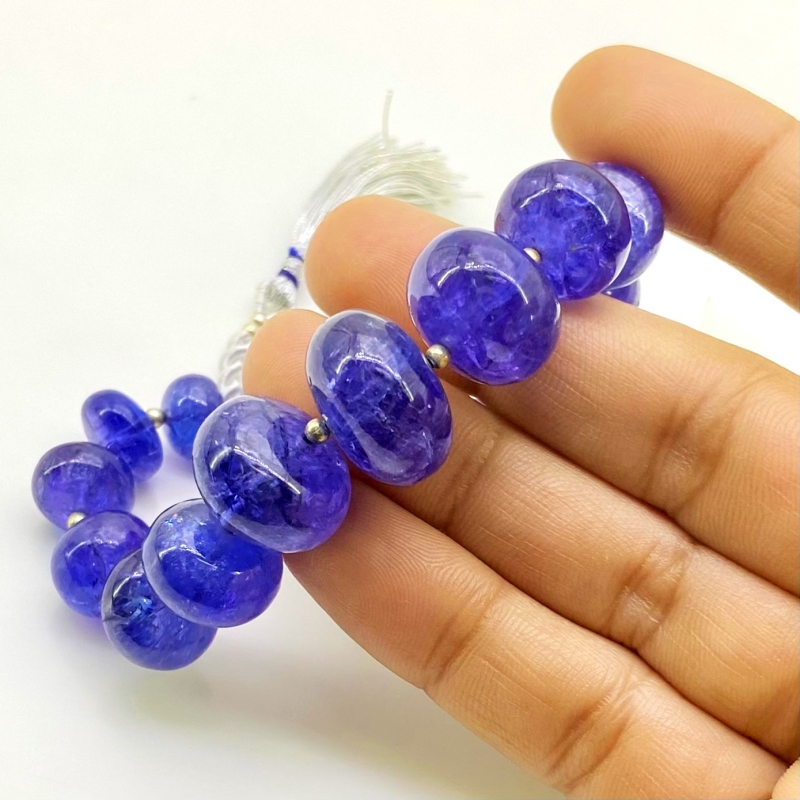 Tanzanite 8-16.5mm Smooth Rondelle Shape AA+ Grade Gemstone Beads Strand - Total 1 Strand of 7 Inch.