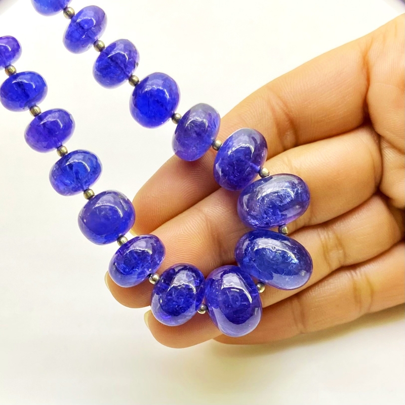 Tanzanite 8-16.5mm Smooth Rondelle Shape AA+ Grade Gemstone Beads Strand - Total 1 Strand of 7 Inch.