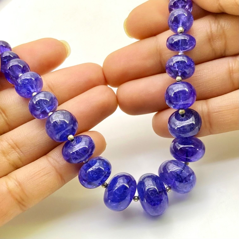 Tanzanite 8-16.5mm Smooth Rondelle Shape AA+ Grade Gemstone Beads Strand - Total 1 Strand of 7 Inch.