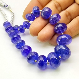 Tanzanite 8-16.5mm Smooth Rondelle Shape AA+ Grade Gemstone Beads Strand - Total 1 Strand of 7 Inch.