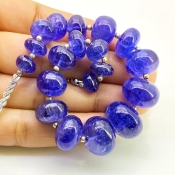 Tanzanite 8-16.5mm Smooth Rondelle Shape AA+ Grade Gemstone Beads Strand - Total 1 Strand of 7 Inch.