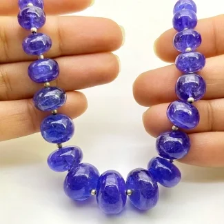 Tanzanite 9-16.5mm Smooth Rondelle Shape AA+ Grade Gemstone Beads Strand - Total 1 Strand of 7 Inch.
