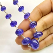 Tanzanite 8-14.5mm Smooth Rondelle Shape AA+ Grade Gemstone Beads Layout - Total 1 Strand of 8 Inch.