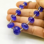 Tanzanite 8-14.5mm Smooth Rondelle Shape AA+ Grade Gemstone Beads Layout - Total 1 Strand of 8 Inch.