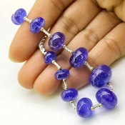 Tanzanite 8-14.5mm Smooth Rondelle Shape AA+ Grade Gemstone Beads Layout - Total 1 Strand of 8 Inch.