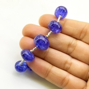 Tanzanite 8-14.5mm Smooth Rondelle Shape AA+ Grade Gemstone Beads Layout - Total 1 Strand of 8 Inch.