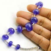 Tanzanite 8-14.5mm Smooth Rondelle Shape AA+ Grade Gemstone Beads Layout - Total 1 Strand of 8 Inch.