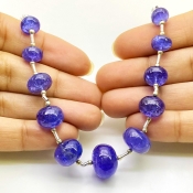 Tanzanite 8-14.5mm Smooth Rondelle Shape AA+ Grade Gemstone Beads Layout - Total 1 Strand of 8 Inch.
