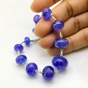 Tanzanite 8-14.5mm Smooth Rondelle Shape AA+ Grade Gemstone Beads Layout - Total 1 Strand of 8 Inch.