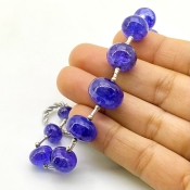 Tanzanite 8-14.5mm Smooth Rondelle Shape AA+ Grade Gemstone Beads Layout - Total 1 Strand of 8 Inch.