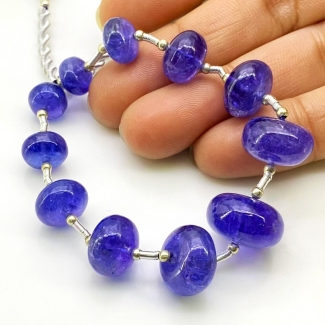 Tanzanite 8-15mm Smooth Rondelle Shape AA+ Grade Gemstone Beads Layout - Total 1 Strand of 8 Inch.