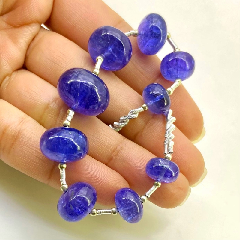 Tanzanite 9.5-16mm Smooth Rondelle Shape AA+ Grade Gemstone Beads Layout - Total 1 Strand of 8 Inch.