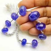 Tanzanite 9.5-16mm Smooth Rondelle Shape AA+ Grade Gemstone Beads Layout - Total 1 Strand of 8 Inch.
