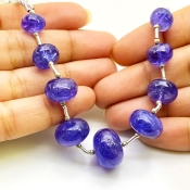 Tanzanite 9.5-16mm Smooth Rondelle Shape AA+ Grade Gemstone Beads Layout - Total 1 Strand of 8 Inch.