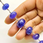 Tanzanite 9.5-16mm Smooth Rondelle Shape AA+ Grade Gemstone Beads Layout - Total 1 Strand of 8 Inch.