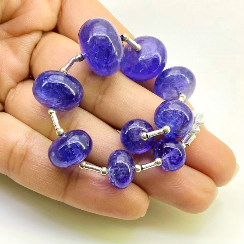 Tanzanite 9.5-16mm Smooth Rondelle Shape AA+ Grade Gemstone Beads Layout - Total 1 Strand of 8 Inch.