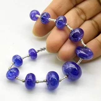 Tanzanite 8.5-15.5mm Smooth Rondelle Shape AA+ Grade Gemstone Beads Layout - Total 1 Strand of 8 Inch.