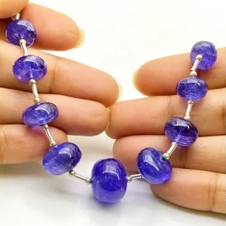 Tanzanite 9.5-15.5mm Smooth Rondelle Shape AA+ Grade Gemstone Beads Layout - Total 1 Strand of 7 Inch.