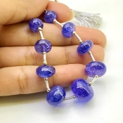 Tanzanite 8-14.5mm Smooth Rondelle Shape AA+ Grade Gemstone Beads Layout - Total 1 Strand of 7 Inch.