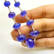 Tanzanite 8-14.5mm Smooth Rondelle Shape AA+ Grade Gemstone Beads Layout - Total 1 Strand of 7 Inch.