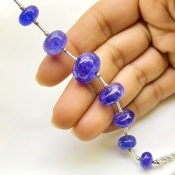 Tanzanite 8-14.5mm Smooth Rondelle Shape AA+ Grade Gemstone Beads Layout - Total 1 Strand of 7 Inch.
