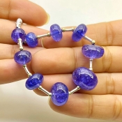 Tanzanite 8-14.5mm Smooth Rondelle Shape AA+ Grade Gemstone Beads Layout - Total 1 Strand of 7 Inch.