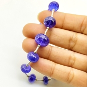 Tanzanite 8-14.5mm Smooth Rondelle Shape AA+ Grade Gemstone Beads Layout - Total 1 Strand of 7 Inch.