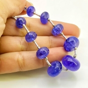 Tanzanite 8.5-15mm Smooth Rondelle Shape AA+ Grade Gemstone Beads Layout - Total 1 Strand of 7 Inch.