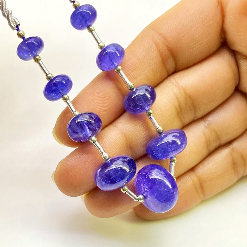 Tanzanite 8.5-15mm Smooth Rondelle Shape AA+ Grade Gemstone Beads Layout - Total 1 Strand of 7 Inch.