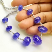 Tanzanite 8.5-15mm Smooth Rondelle Shape AA+ Grade Gemstone Beads Layout - Total 1 Strand of 7 Inch.