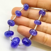 Tanzanite 8.5-15mm Smooth Rondelle Shape AA+ Grade Gemstone Beads Layout - Total 1 Strand of 7 Inch.