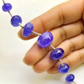 Tanzanite 8.5-15mm Smooth Rondelle Shape AA+ Grade Gemstone Beads Layout - Total 1 Strand of 7 Inch.