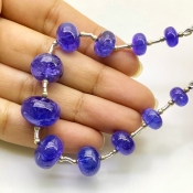 Tanzanite 7.5-14.5mm Smooth Rondelle Shape AA+ Grade Gemstone Beads Layout - Total 1 Strand of 8 Inch.