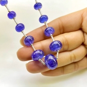 Tanzanite 7.5-14.5mm Smooth Rondelle Shape AA+ Grade Gemstone Beads Layout - Total 1 Strand of 8 Inch.
