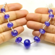 Tanzanite 7.5-14.5mm Smooth Rondelle Shape AA+ Grade Gemstone Beads Layout - Total 1 Strand of 8 Inch.