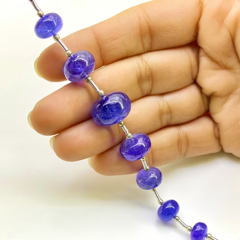 Tanzanite 7.5-14.5mm Smooth Rondelle Shape AA+ Grade Gemstone Beads Layout - Total 1 Strand of 8 Inch.