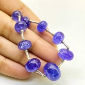 Tanzanite 7.5-14.5mm Smooth Rondelle Shape AA+ Grade Gemstone Beads Layout - Total 1 Strand of 8 Inch.