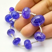 Tanzanite 7.5-14.5mm Smooth Rondelle Shape AA+ Grade Gemstone Beads Layout - Total 1 Strand of 8 Inch.