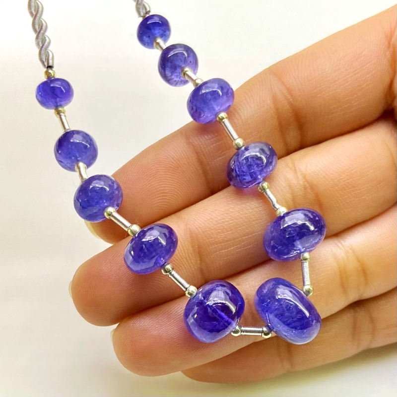 Tanzanite 7-13.5mm Smooth Rondelle Shape AA+ Grade Gemstone Beads Layout - Total 1 Strand of 8 Inch.