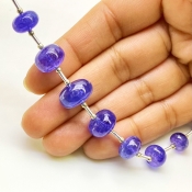 Tanzanite 7-13.5mm Smooth Rondelle Shape AA+ Grade Gemstone Beads Layout - Total 1 Strand of 8 Inch.
