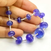 Tanzanite 7-13.5mm Smooth Rondelle Shape AA+ Grade Gemstone Beads Layout - Total 1 Strand of 8 Inch.